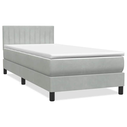 Letto a Molle con Materasso e LED Grigio Chiaro 80x210 cm Velluto | homemem39
