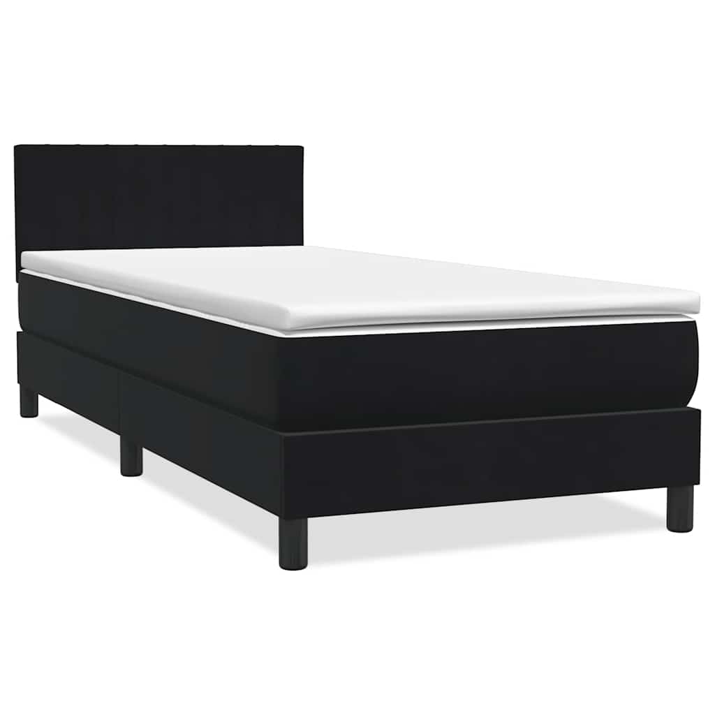 Letto a Molle con Materasso e LED Nero 90x210 cm in Velluto | homemem39