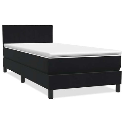 Letto a Molle con Materasso e LED Nero 90x210 cm in Velluto | homemem39