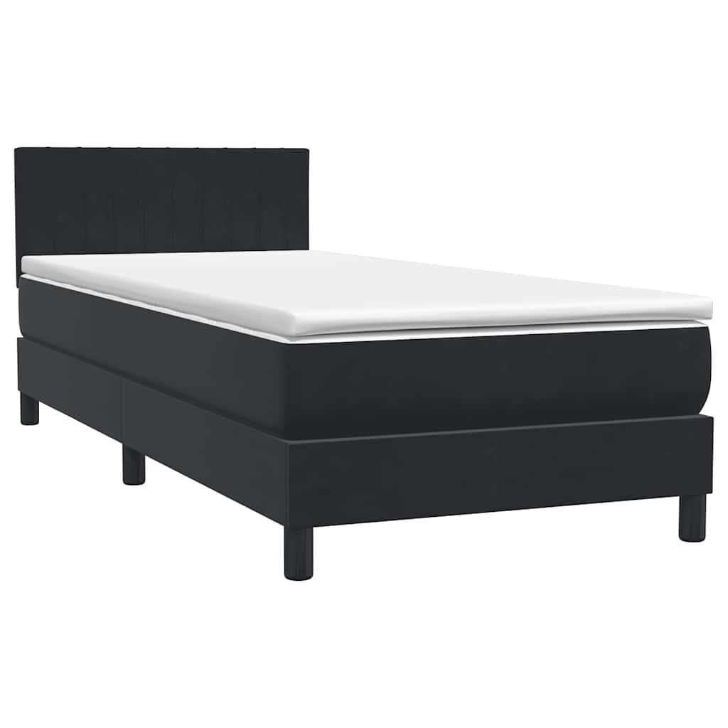 Letto a Molle con Materasso e LED Nero 90x210 cm in Velluto | homemem39