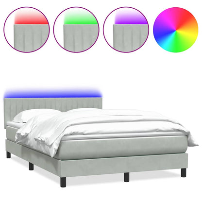 Letto a Molle con Materasso e LED Grigio Chiaro 160x210cm Velluto | homemem39