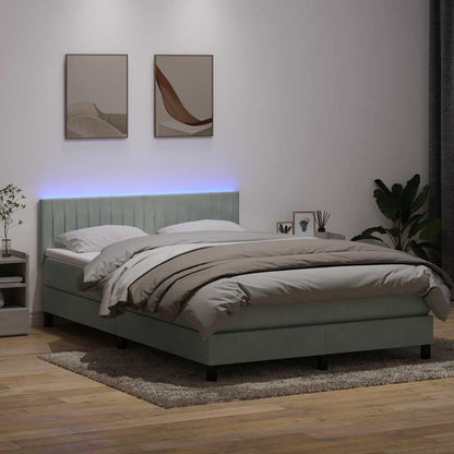Letto a Molle con Materasso e LED Grigio Chiaro 160x210cm | homemem39