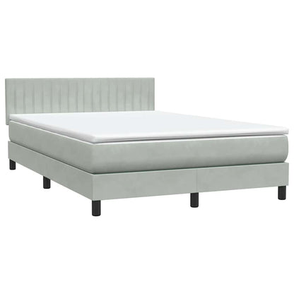 Letto a Molle con Materasso e LED Grigio Chiaro 160x210cm Velluto | homemem39
