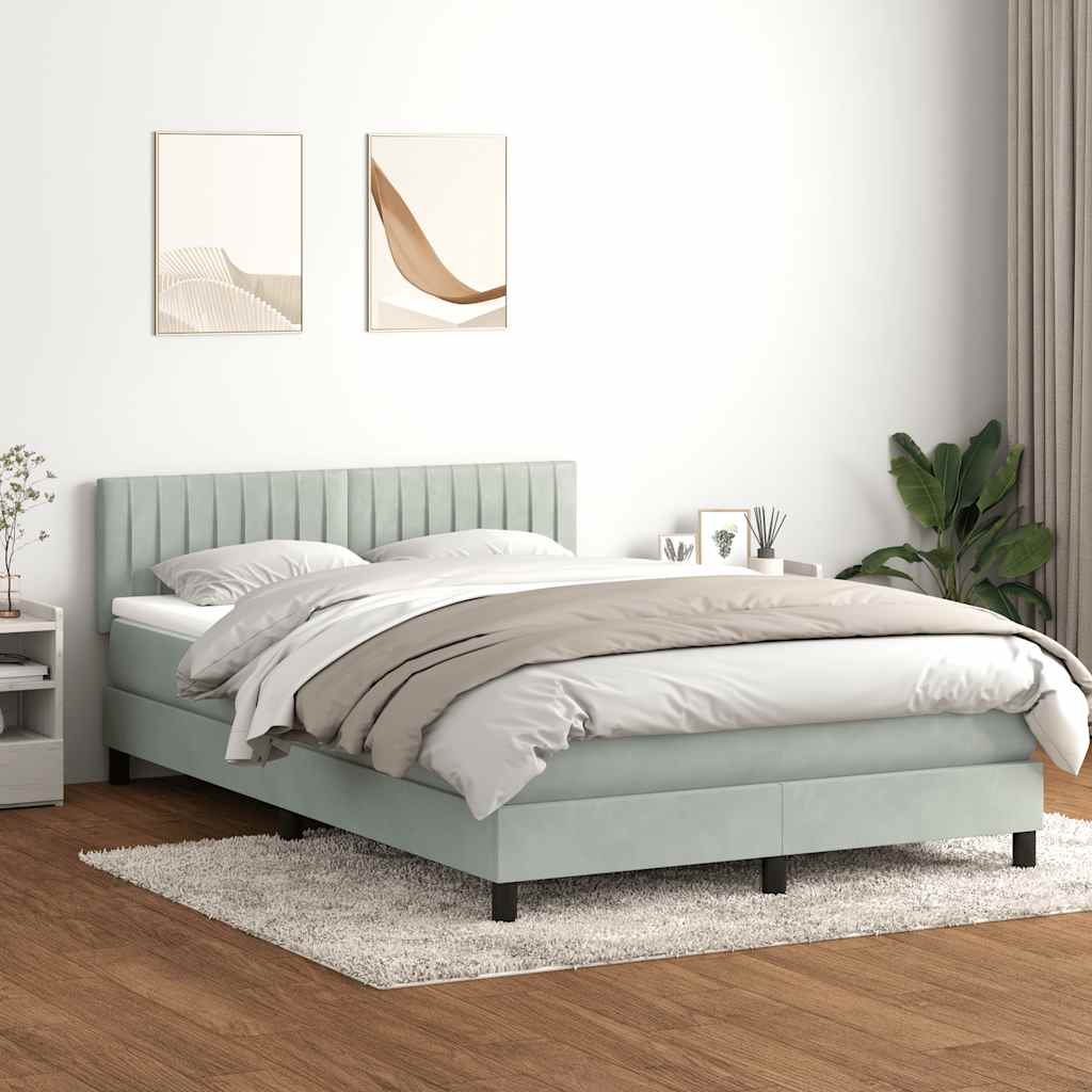 Letto a Molle con Materasso e LED Grigio Chiaro 160x210cm Velluto | homemem39