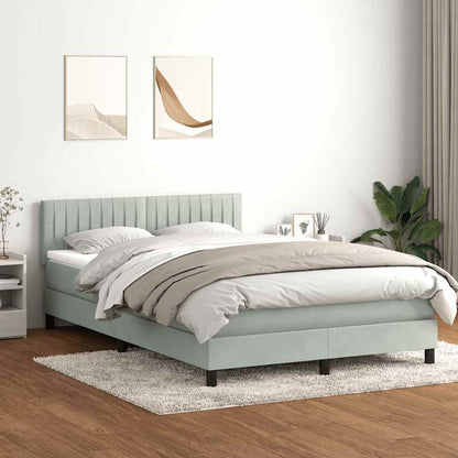 Letto a Molle con Materasso e LED Grigio Chiaro 160x210cm Velluto | homemem39