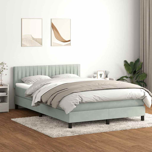 Letto a Molle con Materasso e LED Grigio Chiaro 160x210cm | homemem39