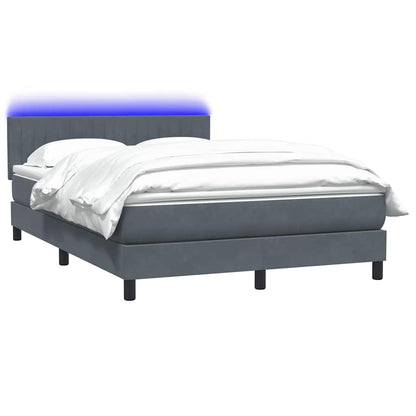 Letto a Molle con Materasso e LED Grigio Scuro 160x210 cm Velluto | homemem39