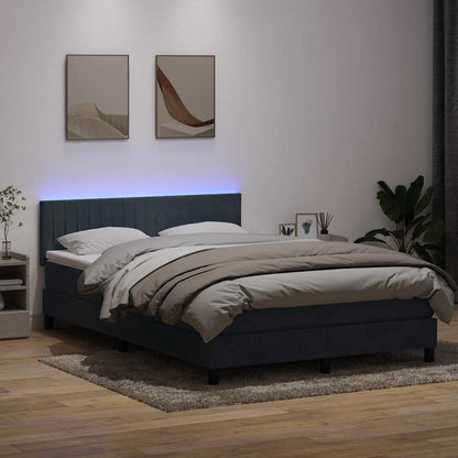 Letto a Molle con Materasso e LED Grigio Scuro 160x210 cm