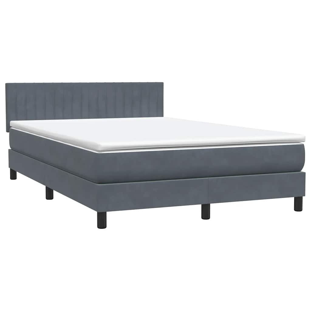 Letto a Molle con Materasso e LED Grigio Scuro 160x210 cm