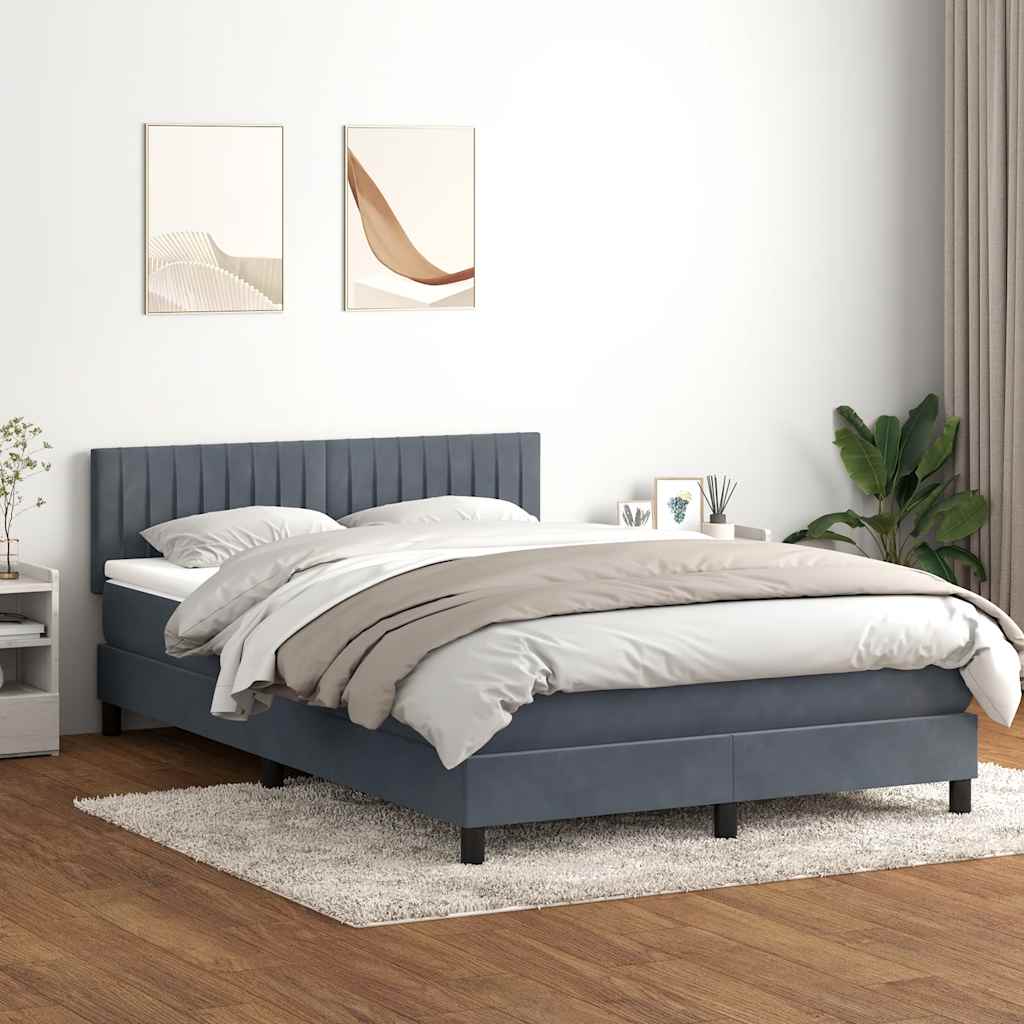 Letto a Molle con Materasso e LED Grigio Scuro 160x210 cm Velluto | homemem39