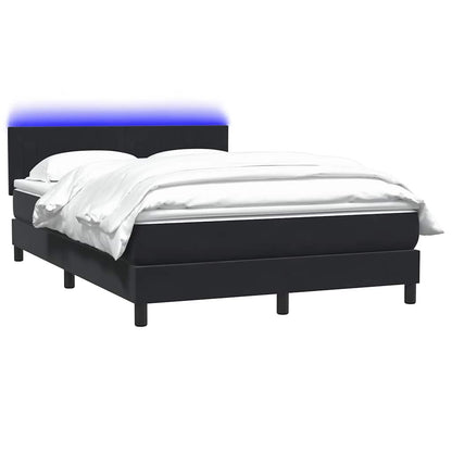 Letto a Molle con Materasso e LED Nero 160x210 cm in Velluto | homemem39