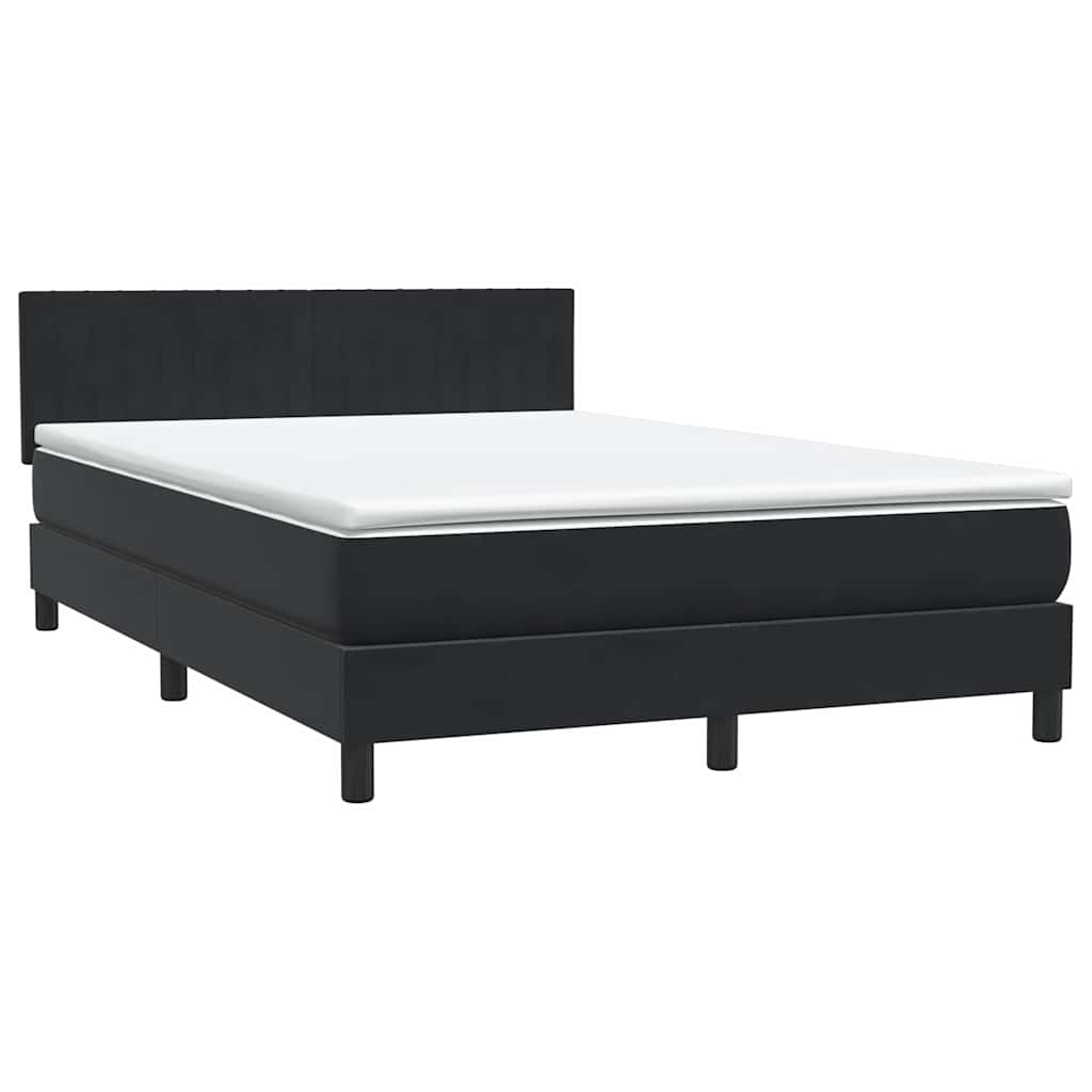 Letto a Molle con Materasso e LED Nero 160x210 cm in Velluto