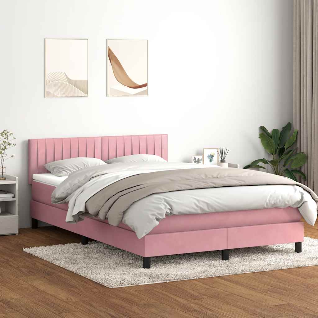 Letto a Molle con Materasso e LED Rosa 160x210 cm in Velluto | homemem39