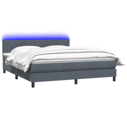 Letto a Molle con Materasso e LED Grigio Scuro 180x210 cm Velluto | homemem39