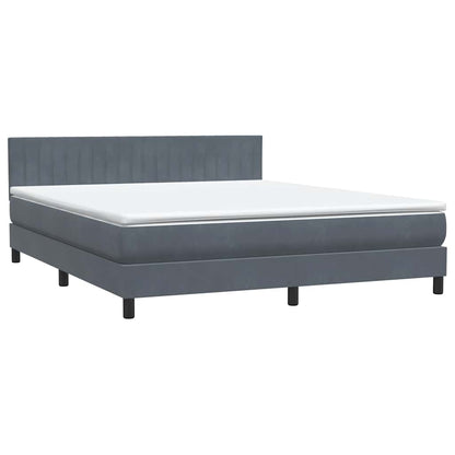 Letto a Molle con Materasso e LED Grigio Scuro 180x210 cm Velluto | homemem39