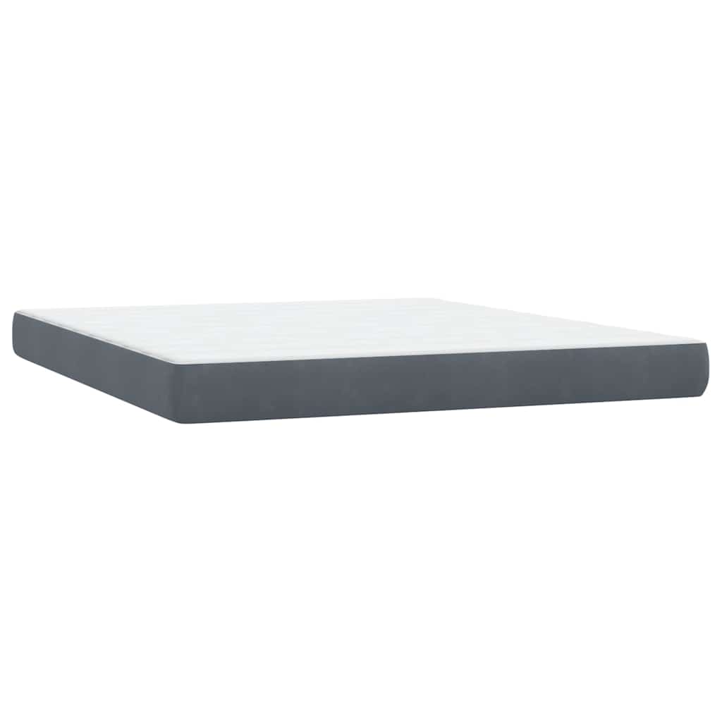 Letto a Molle con Materasso e LED Grigio Scuro 180x210 cm Velluto | homemem39