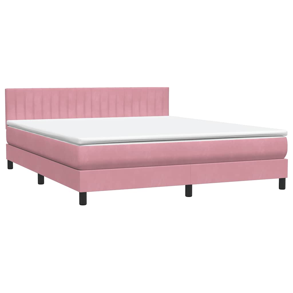 Letto a Molle con Materasso e LED Rosa 180x210 cm in Velluto | homemem39