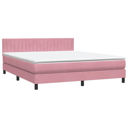 Letto a Molle con Materasso e LED Rosa 180x210 cm in Velluto | homemem39