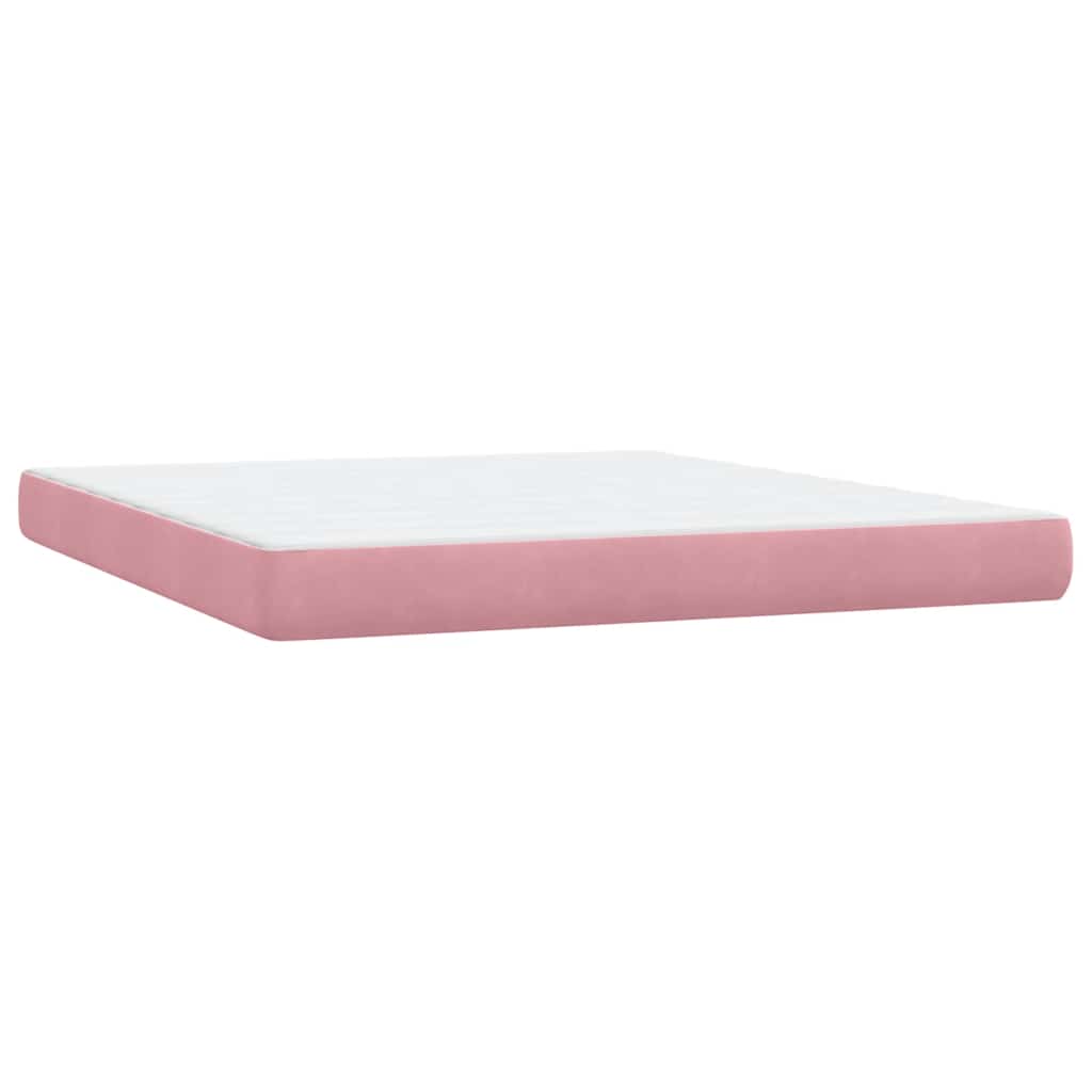 Letto a Molle con Materasso e LED Rosa 180x210 cm in Velluto | homemem39