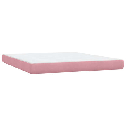 Letto a Molle con Materasso e LED Rosa 180x210 cm in Velluto | homemem39