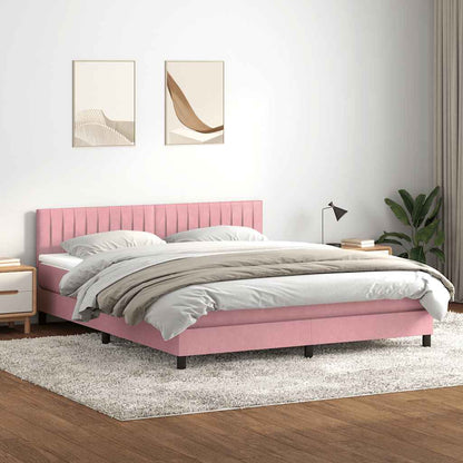 Letto a Molle con Materasso e LED Rosa 180x210 cm in Velluto | homemem39