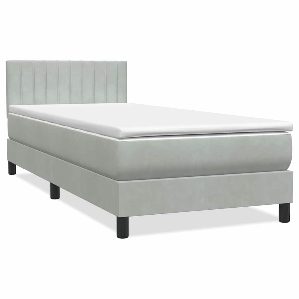 Letto a Molle con Materasso e LED Grigio Chiaro 80x220 cm Velluto | homemem39