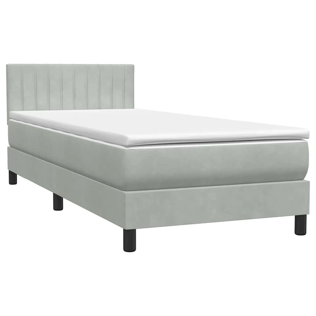 Letto a Molle con Materasso e LED Grigio Chiaro 80x220 cm Velluto | homemem39