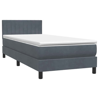 Letto a Molle con Materasso e LED Grigio Scuro 80x220 cm Velluto | homemem39