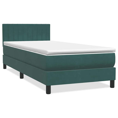 Letto a Molle con Materasso e LED Verde Scuro 80x220 cm Velluto - homemem39