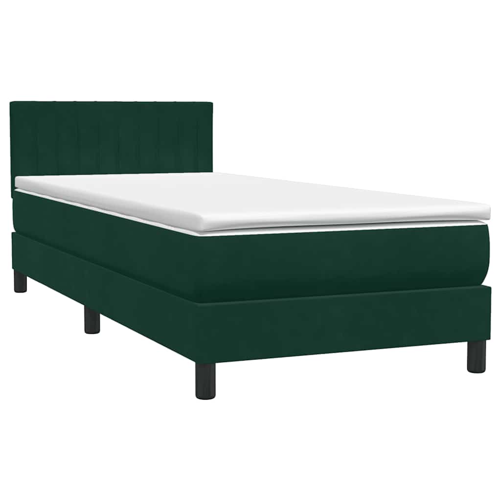 Letto a Molle con Materasso e LED Verde Scuro 80x220 cm Velluto