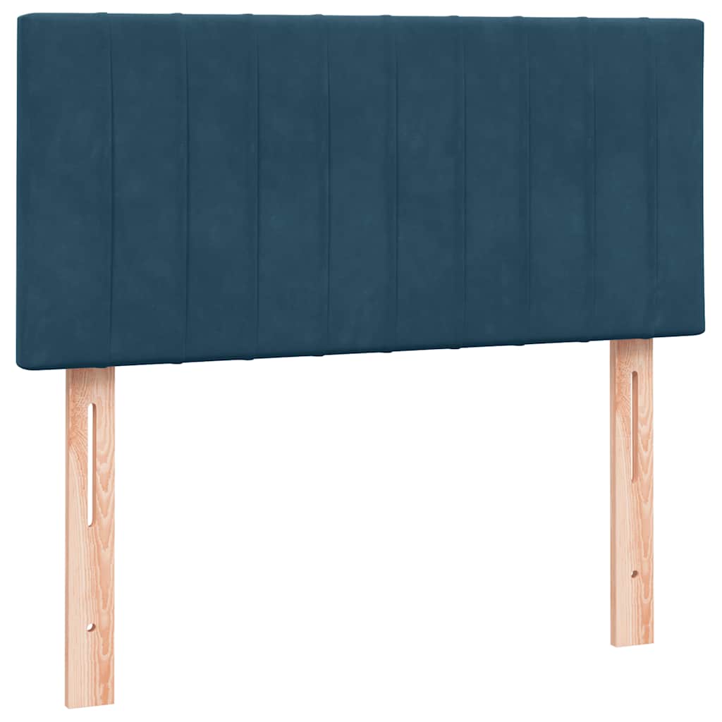 Letto a Molle con Materasso e LED Blu Scuro 80x220 cm Velluto | homemem39