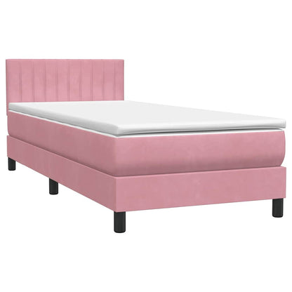 Letto a Molle con Materasso e LED Rosa 80x220 cm Velluto | homemem39