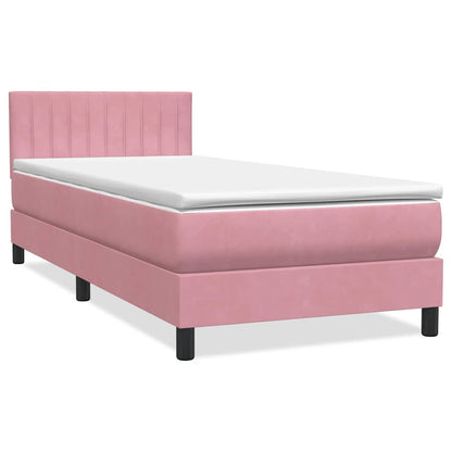 Letto a Molle con Materasso e LED Rosa 90x220 cm Velluto | homemem39