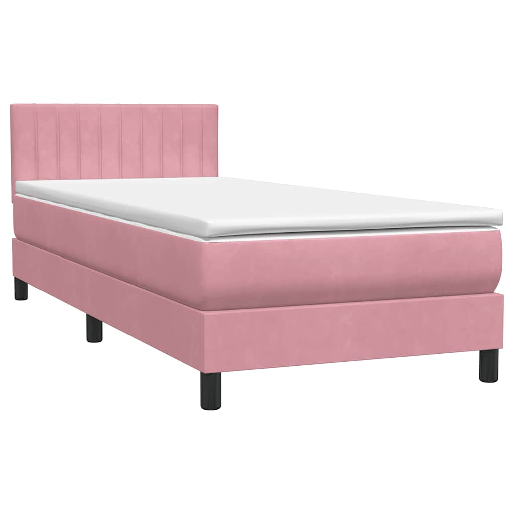 Letto a Molle con Materasso e LED Rosa 90x220 cm Velluto | homemem39