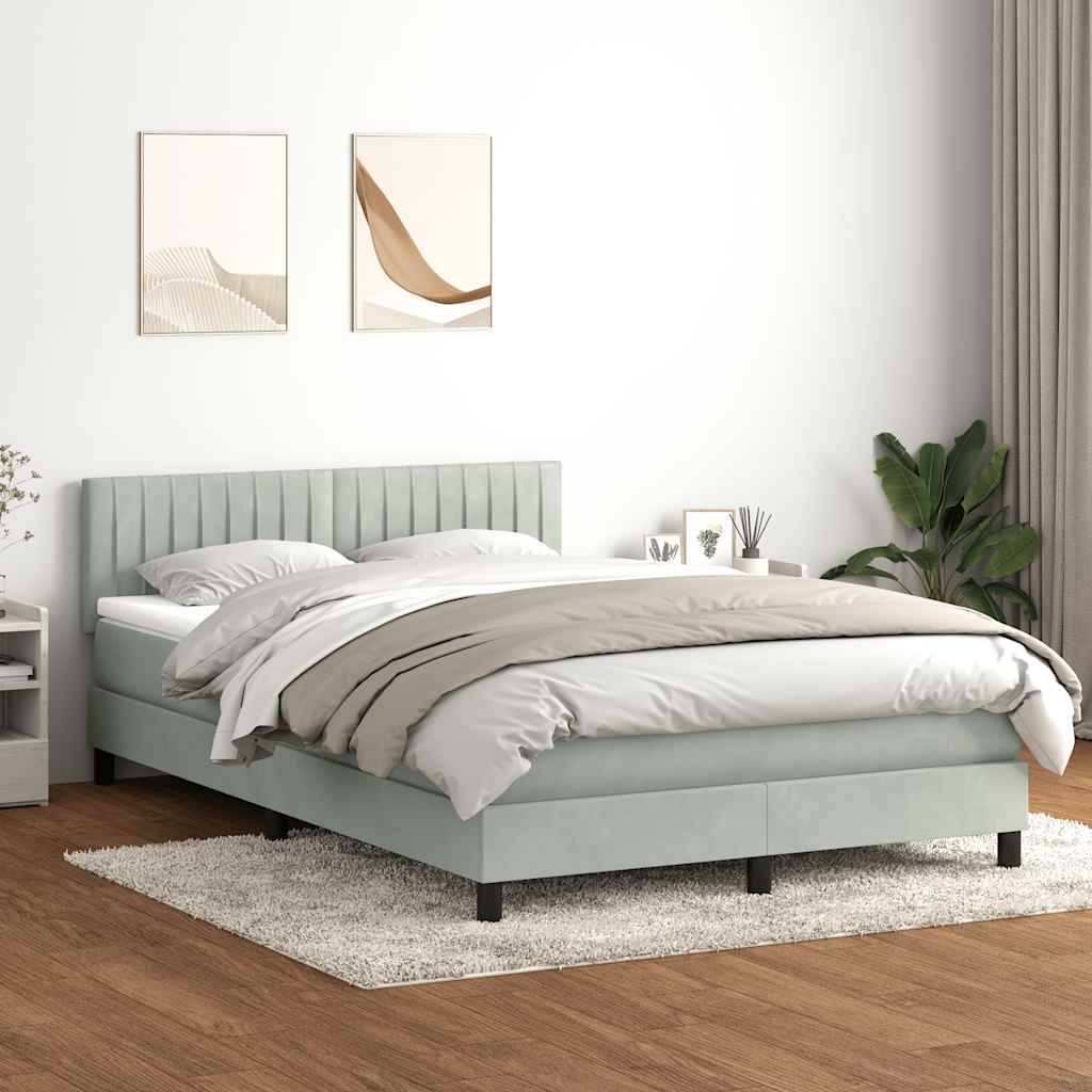 Letto a Molle con Materasso e LED Grigio Chiaro 160x220cm Velluto | homemem39