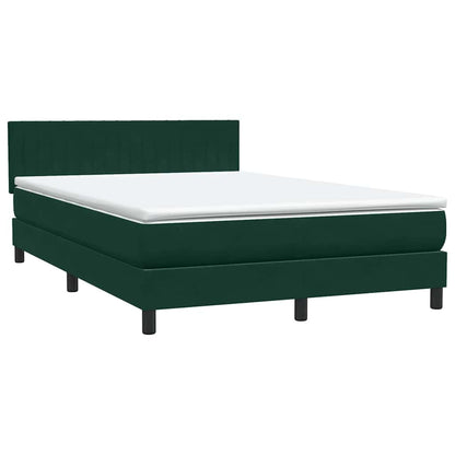 Letto a Molle con Materasso e LED Verde Scuro 160x220 cm Velluto | homemem39