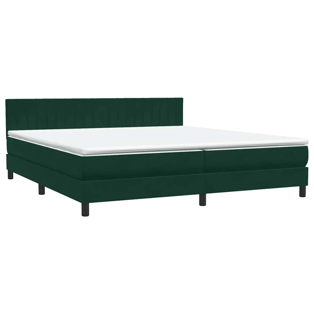 Letto a Molle con Materasso e LED Verde Scuro 180x220 cm Velluto | homemem39