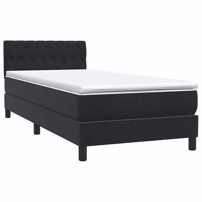 Letto a Molle con Materasso e LED Nero 90x210 cm in Velluto | homemem39
