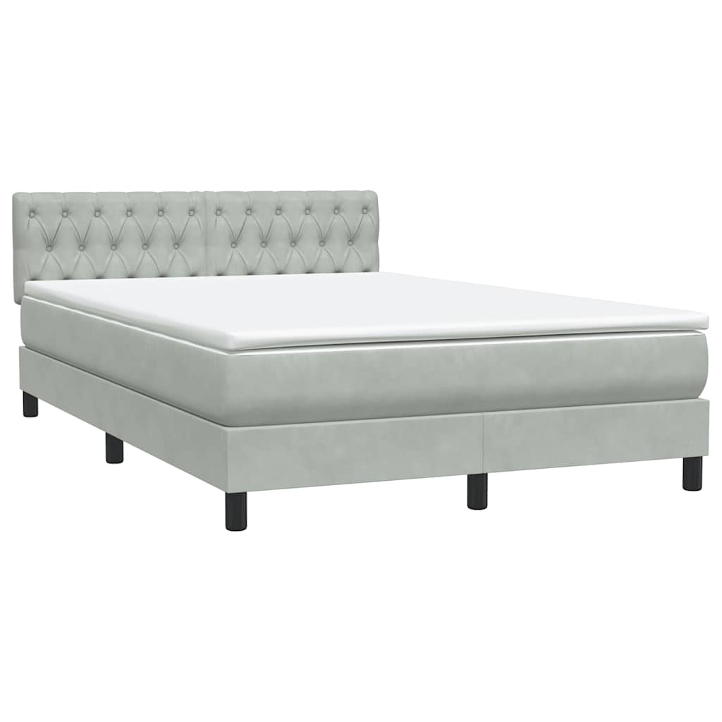 Letto a Molle con Materasso e LED Grigio Chiaro 160x210cm Velluto | homemem39