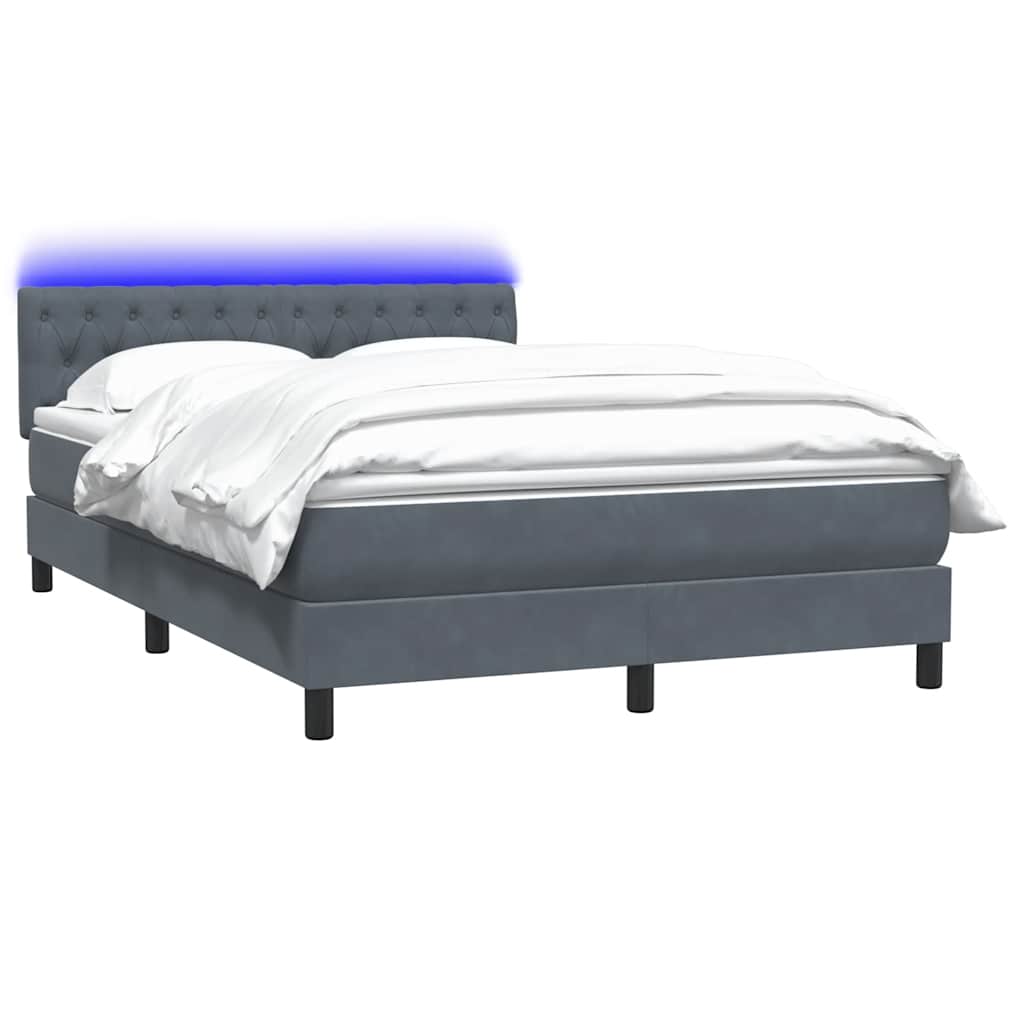 Letto a Molle con Materasso e LED Grigio Scuro 160x210 cm Velluto | homemem39