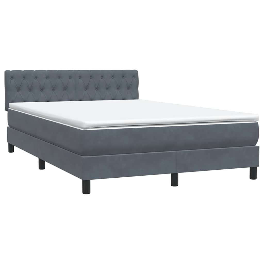 Letto a Molle con Materasso e LED Grigio Scuro 160x210 cm Velluto | homemem39