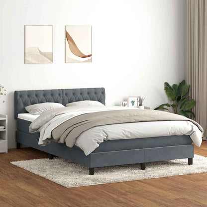Letto a Molle con Materasso e LED Grigio Scuro 160x210 cm Velluto | homemem39