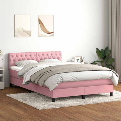 Letto a Molle con Materasso e LED Rosa 160x210 cm in Velluto | homemem39