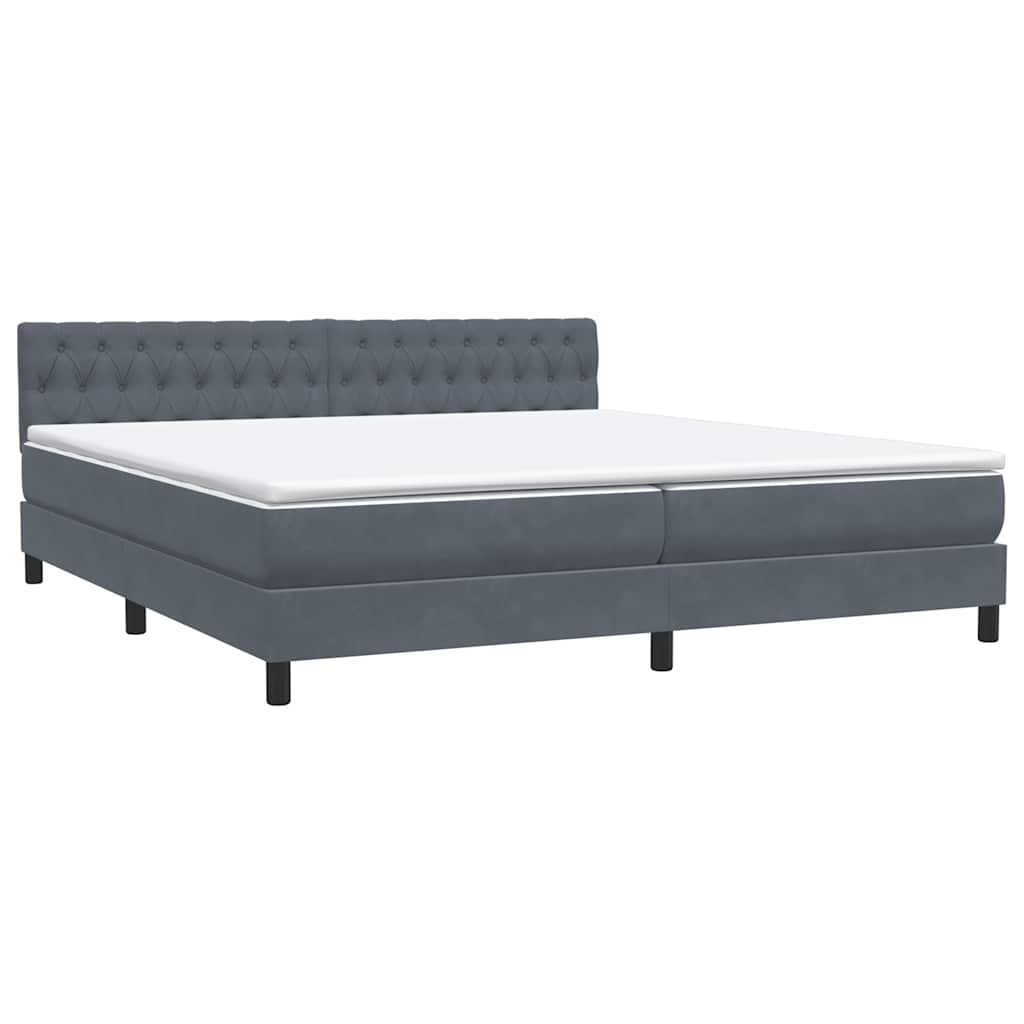 Letto a Molle con Materasso e LED Grigio Scuro 180x210 cm Velluto | homemem39