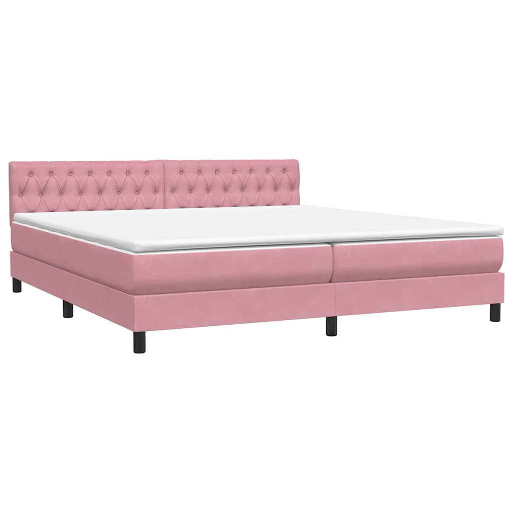 Letto a Molle con Materasso e LED Rosa 180x210 cm in Velluto | homemem39