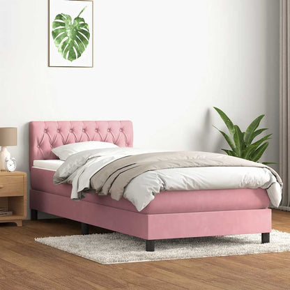 Letto a Molle con Materasso e LED Rosa 80x220 cm Velluto | homemem39
