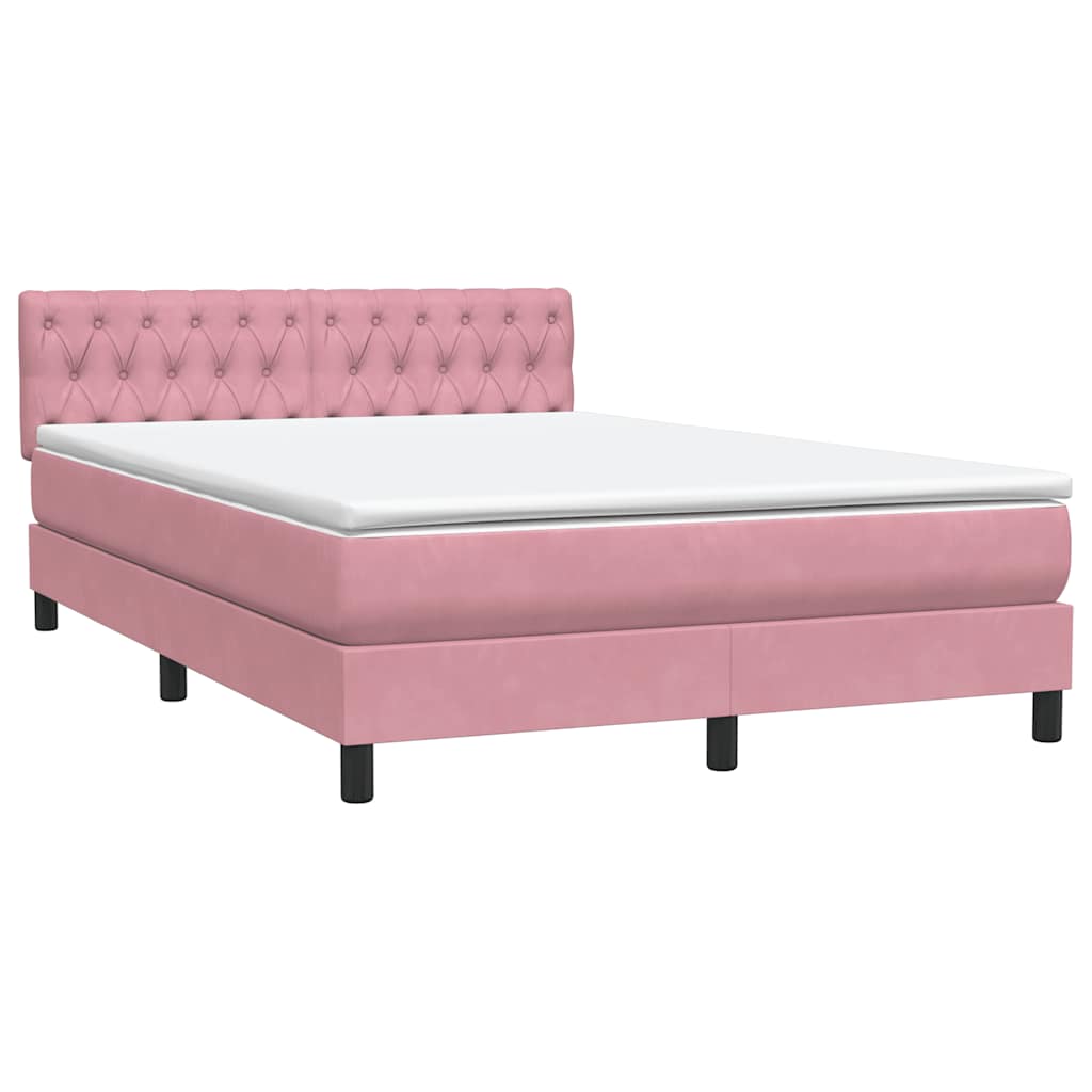 Letto a Molle con Materasso e LED Rosa 140x220 cm in Velluto | homemem39