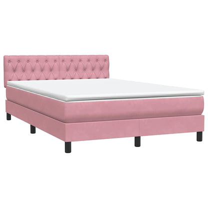 Letto a Molle con Materasso e LED Rosa 140x220 cm in Velluto | homemem39