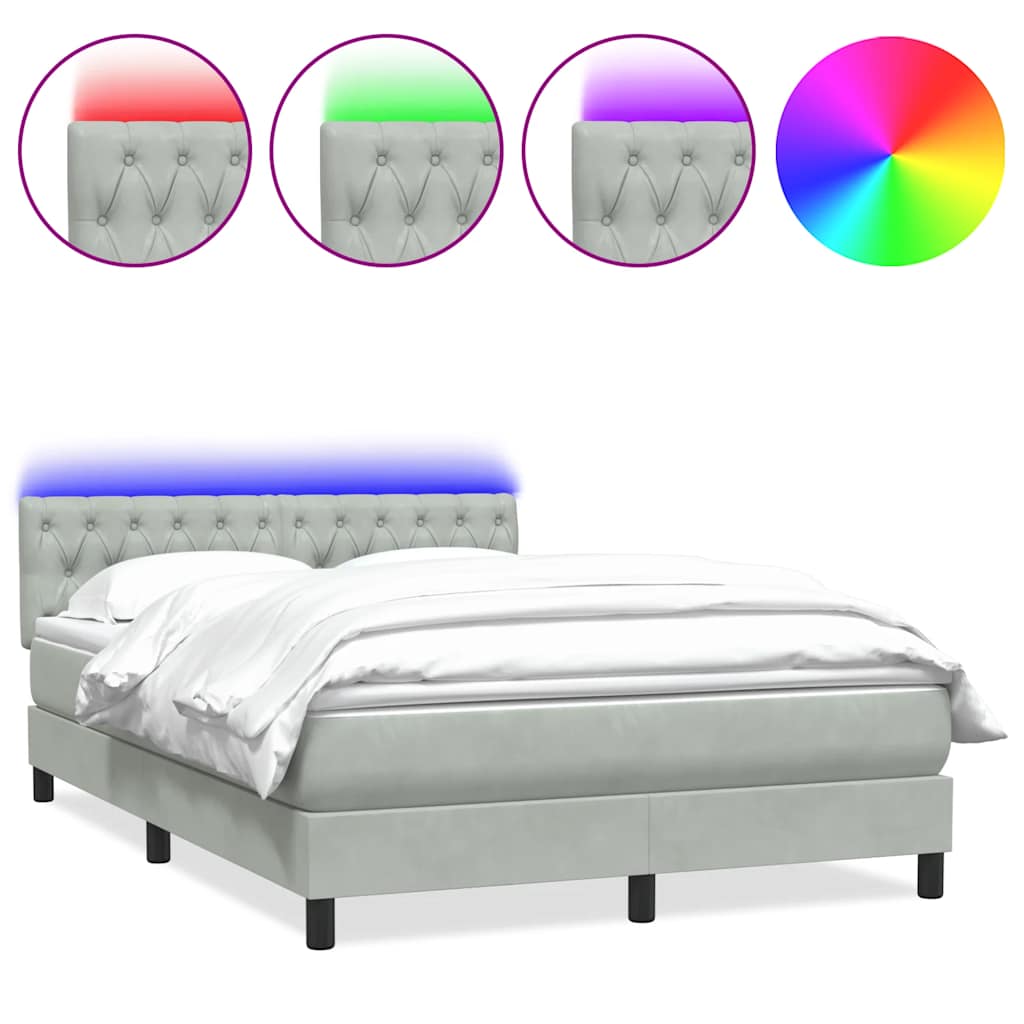Letto a Molle con Materasso e LED Grigio Chiaro 160x220cm Velluto | homemem39