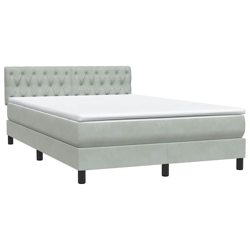 Letto a Molle con Materasso e LED Grigio Chiaro 160x220cm Velluto | homemem39
